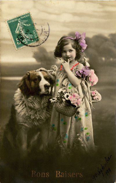 Kisses postcard, 1911 by French Photographer